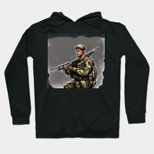 Soldier with rifle Hoodie by Arassa Army